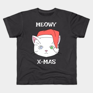 Meowy xmas cat says Kids T-Shirt